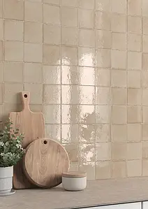 Background tile, Color beige, Glazed porcelain stoneware, 10x10 cm, Finish glossy