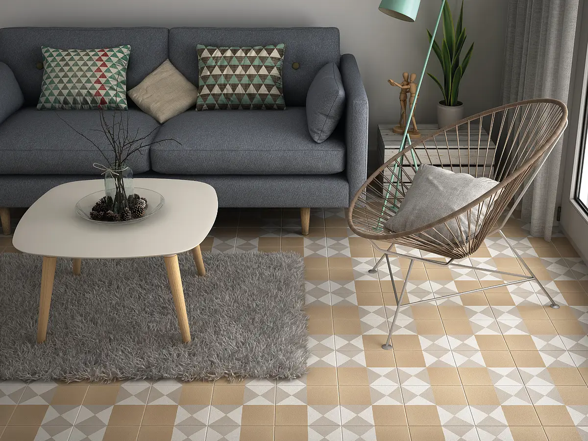 Background tile, Effect faux encaustic tiles, Color multicolor, Glazed porcelain stoneware, 20x20 cm, Finish matte