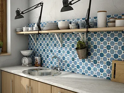 Effect faux encaustic tiles, Color multicolor, Background tile, Glazed porcelain stoneware, 20x20 cm, Finish matte