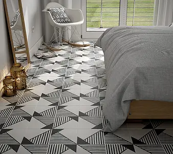 Background tile, Color black & white, Glazed porcelain stoneware, 20x20 cm, Finish matte