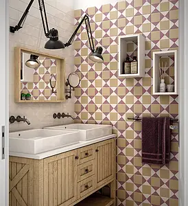 Background tile, Effect faux encaustic tiles, Color multicolor, Glazed porcelain stoneware, 20x20 cm, Finish matte