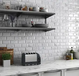 Background tile, Effect stone,other stones, Color white, Style metro, Ceramics, 7.5x15 cm, Finish glossy