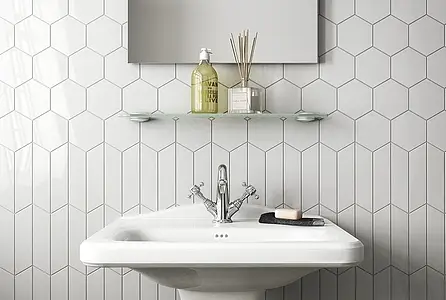 Effect unicolor, Color white, Background tile, Ceramics, 5.2x18.6 cm, Finish glossy