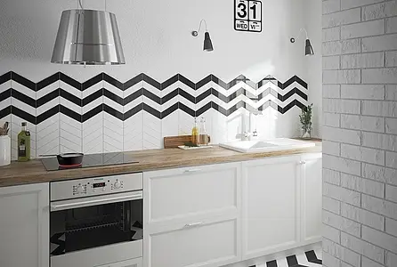 Effect unicolor, Color white, Background tile, Ceramics, 5.2x18.6 cm, Finish glossy