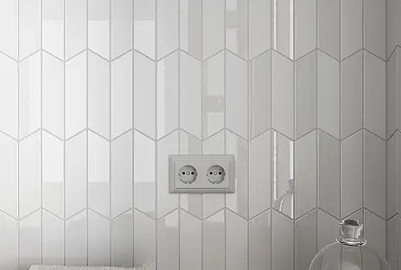 Effect unicolor, Color white, Background tile, Ceramics, 5.2x18.6 cm, Finish matte
