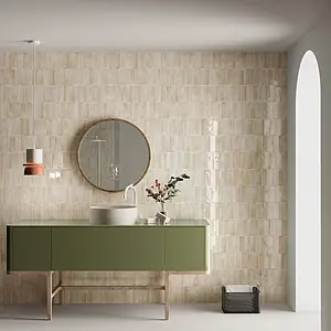 Background tile, Color beige, Style zellige, Glazed porcelain stoneware, 5x15 cm, Finish glossy