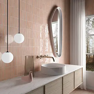 Background tile, Color pink, Glazed porcelain stoneware, 5x15 cm, Finish antislip