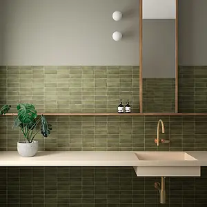 Background tile, Color green, Glazed porcelain stoneware, 5x15 cm, Finish antislip
