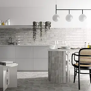 Background tile, Color grey, Style zellige, Glazed porcelain stoneware, 5x15 cm, Finish glossy