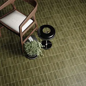Background tile, Color green, Glazed porcelain stoneware, 5x15 cm, Finish antislip