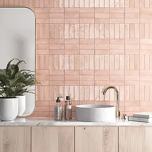 Background tile, Color pink, Glazed porcelain stoneware, 5x15 cm, Finish antislip