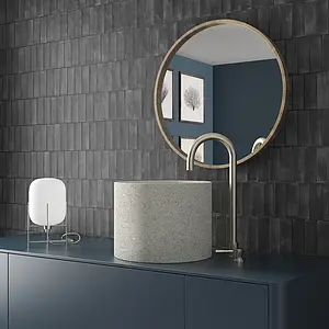 Background tile, Color black, Glazed porcelain stoneware, 5x15 cm, Finish matte