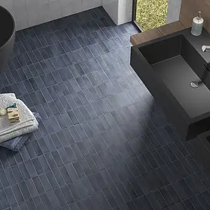 Background tile, Color navy blue, Glazed porcelain stoneware, 5x15 cm, Finish antislip