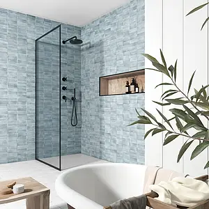 Background tile, Color sky blue, Glazed porcelain stoneware, 5x15 cm, Finish antislip