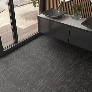 Background tile, Color black, Glazed porcelain stoneware, 5x15 cm, Finish antislip