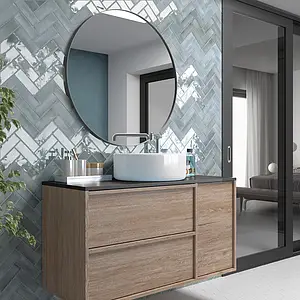 Background tile, Color sky blue, Glazed porcelain stoneware, 5x15 cm, Finish antislip