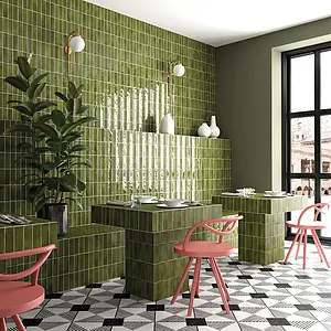 Background tile, Color black & white, Glazed porcelain stoneware, 20x20 cm, Finish matte