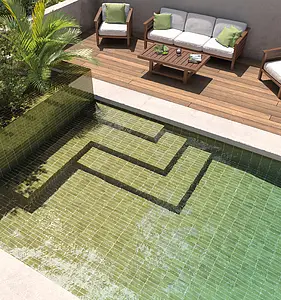 Background tile, Color green, Style zellige, Glazed porcelain stoneware, 5x15 cm, Finish glossy