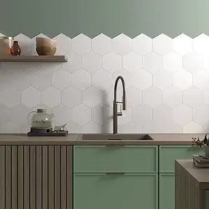 Background tile, Effect unicolor, Color white, Glazed porcelain stoneware, 17.5x20 cm, Finish matte