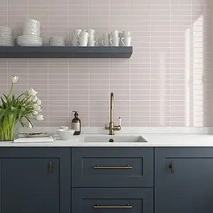 Background tile, Effect unicolor, Color pink, Ceramics, 5x20 cm, Finish glossy