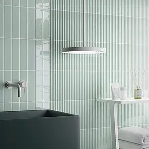 Background tile, Effect unicolor, Color green, Ceramics, 5x20 cm, Finish glossy