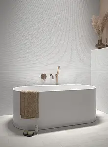 Azulejo de fundo, Efeito unicolor, Cor branco, Cerâmica, 5x20 cm, Superfície 3D