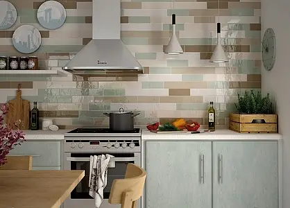 Background tile, Effect unicolor, Color grey, Ceramics, 6.5x40 cm, Finish glossy