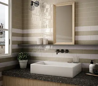 Background tile, Color white, Ceramics, 6.5x20 cm, Finish matte
