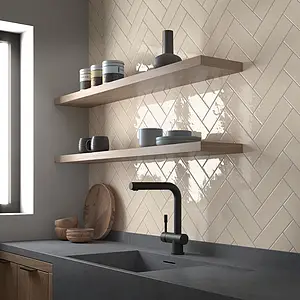 Background tile, Color beige, Ceramics, 6.5x20 cm, Finish glossy
