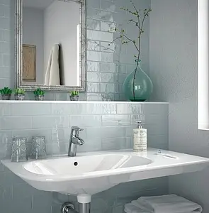 Background tile, Color sky blue, Ceramics, 13.2x40 cm, Finish glossy