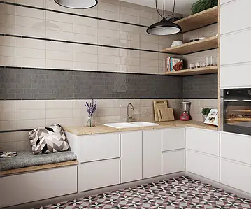 Background tile, Color grey, Ceramics, 13.2x40 cm, Finish glossy