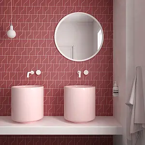 Background tile, Effect unicolor, Color red, Ceramics, 8.3x12 cm, Finish matte
