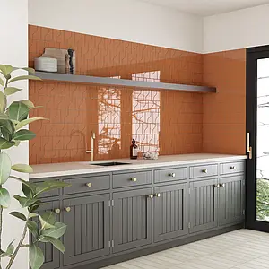 Background tile, Effect unicolor, Color orange, Ceramics, 8.3x12 cm, Finish glossy
