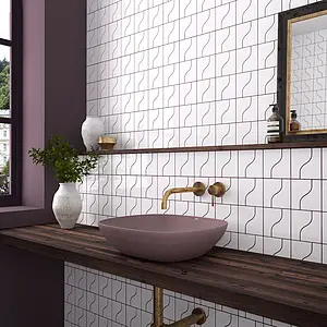 Background tile, Effect unicolor, Color white, Ceramics, 8.3x12 cm, Finish glossy