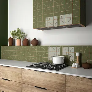 Background tile, Effect unicolor, Color green, Ceramics, 8.3x12 cm, Finish glossy