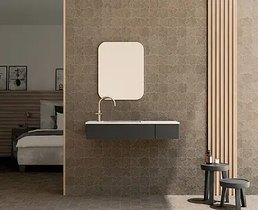 Background tile, Effect other stones, Color brown, Glazed porcelain stoneware, 16.8x16.8 cm, Finish antislip