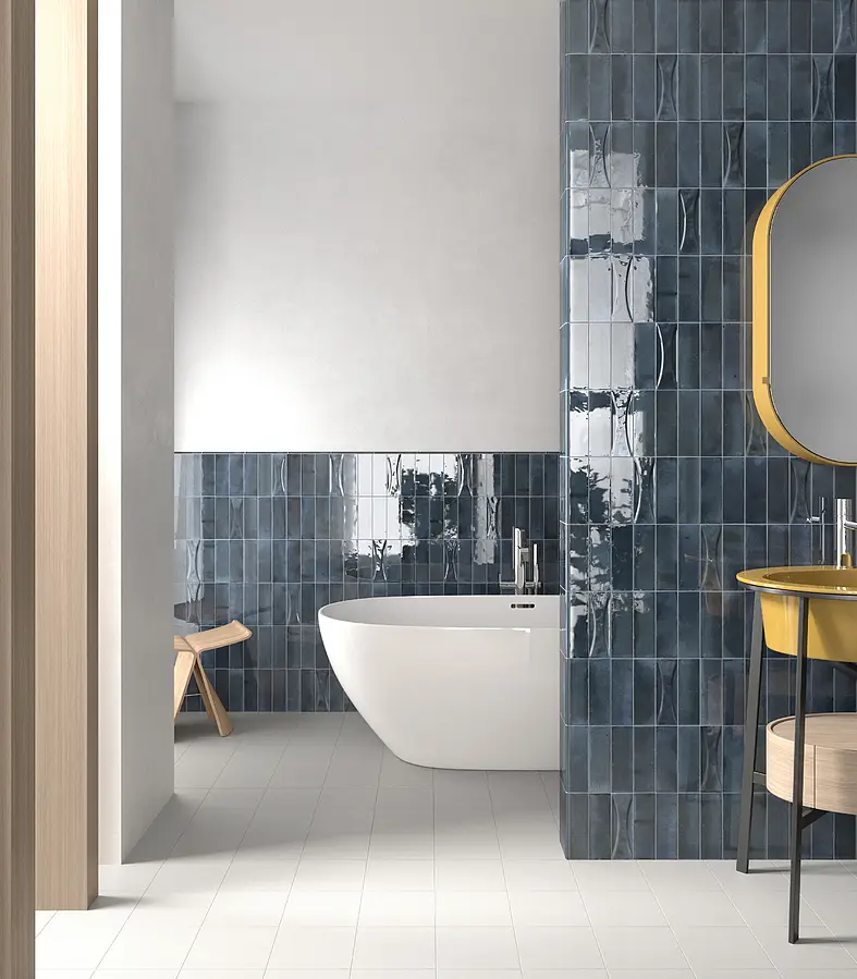 Quarter round, Effect crackle glaze, Color navy blue, Ceramics, 1.2x20 cm, Finish glossy