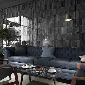 Background tile, Effect crackle glaze, Color black, Ceramics, 6.5x20 cm, Finish 3D