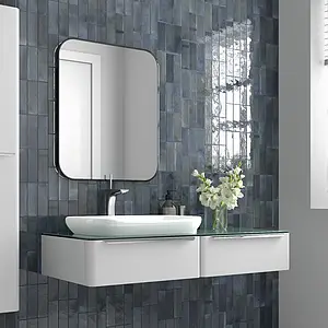 Background tile, Effect crackle glaze, Color navy blue, Style zellige, Ceramics, 5.1x16.1 cm, Finish glossy