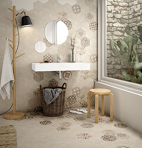 Hexatile Cement Porcelain Tiles produced by Equipe Ceramicas, Style patchwork, Concrete effect, faux encaustic tiles