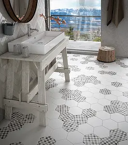 Background tile, Effect unicolor, Color white, Glazed porcelain stoneware, 17.5x20 cm, Finish matte