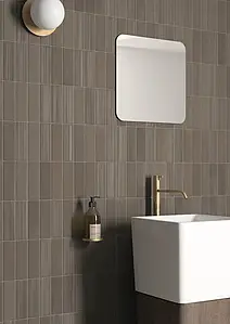 Background tile, Color brown, Glazed porcelain stoneware, 6x18.6 cm, Finish matte