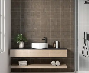 Background tile, Color brown, Glazed porcelain stoneware, 10x10 cm, Finish matte
