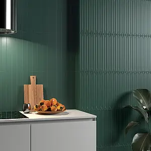 Background tile, Effect unicolor, Color green, Ceramics, 5x40 cm, Finish matte