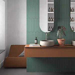 Azulejo base, Efecto monocolor, Color verde, Cerámica, 5x40 cm, Acabado mate