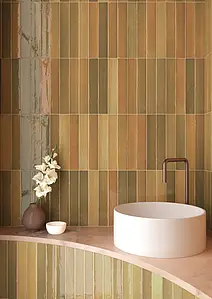 Background tile, Color beige,brown,orange, Glazed porcelain stoneware, 5x30 cm, Finish glossy