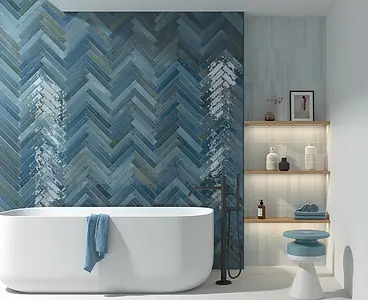 Background tile, Color navy blue, Glazed porcelain stoneware, 5x30 cm, Finish glossy