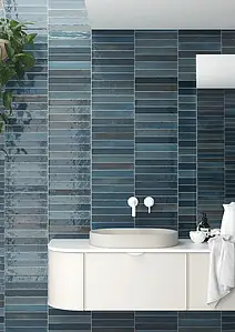 Background tile, Color navy blue, Glazed porcelain stoneware, 5x30 cm, Finish glossy