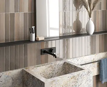 Background tile, Color beige,brown, Glazed porcelain stoneware, 5x30 cm, Finish glossy