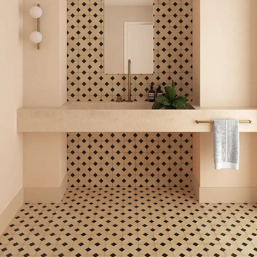 Background tile, Effect unicolor, Color beige, Glazed porcelain stoneware, 12x12 cm, Finish matte